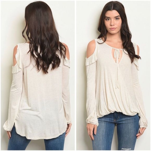 Tops - Surplice front cold shoulder blouse